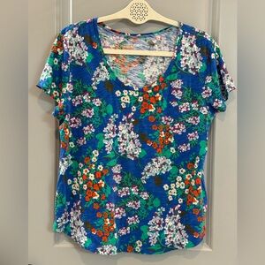 LOFT Vibrant Floral Short Sleeve Top